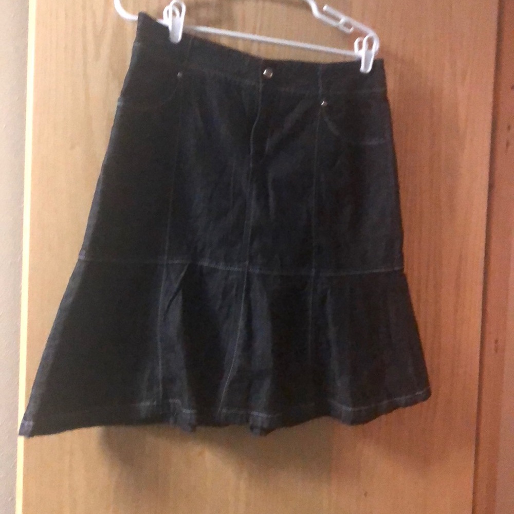 Black denim knee length skirt